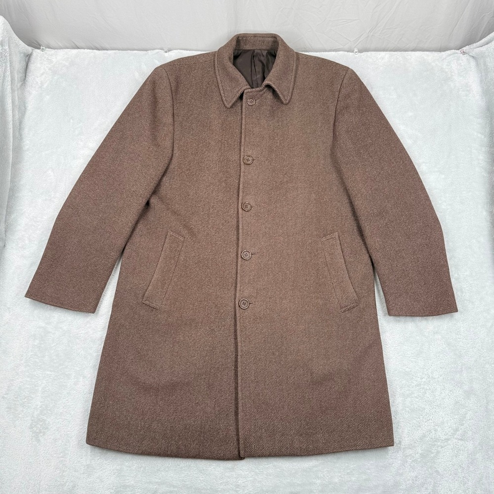 Lauren Ralph Lauren Wool Cashmere Overcoat Mens 42R Brown Car Coat Trench Long